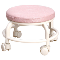 Premium滑輪矮凳, 粉紅色, 1個
