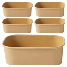 可拋棄式免洗牛皮紙便當盒 牛皮紙蓋 500ml, 1個, 5個裝