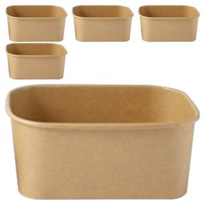 可拋棄式免洗牛皮紙便當盒 牛皮紙蓋 1L, 1個, 5個裝