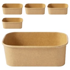 可拋棄式免洗牛皮紙便當盒 牛皮紙蓋 750ml, 1個, 5個裝