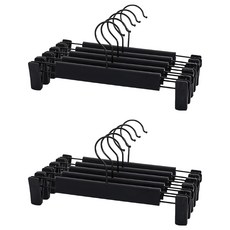 앞날창창 논슬립 치마 바지 집게형 옷걸이, 블랙, 10개