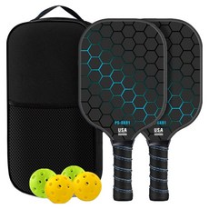 匹克球高級球拍兩人套組, 1套, 蜂巢藍