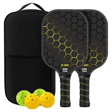 피클볼 프리미엄 라켓 2인 세트, 허니콤 옐로우, 1세트