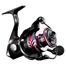 Rooblinos 輕型金屬大握把紡車輪旋轉捲線器 淡海水通用 CNC海竿路亞, 黑色 + 紅色, DH7000