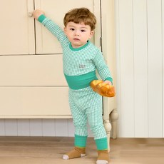 유니프랜드 아동용 엘린체크 배앓이방지 9부내의 상하의 세트