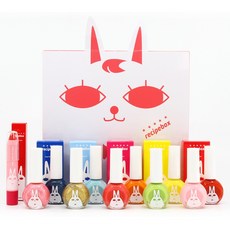 recipebox 韓兔 兒童化妝品禮物套組, 1套, 指甲油10種 + 唇蠟筆 + 禮物盒