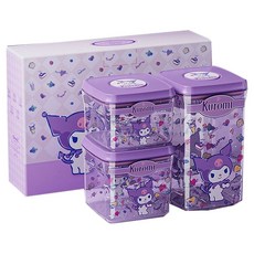 ankou 安扣生活 三麗鷗系列密封食品儲物罐3件組 酷洛米, 1組, 3個容器 + 3個蓋子
