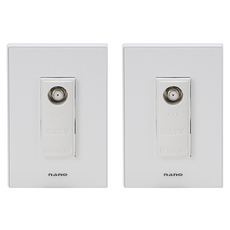 nano 電氣 Art2 SIMPLE 1孔用 CATV 1路 + 1孔用 CATV 2路 嵌入式模組套組 白色, 1套