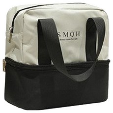 SMQH 雙層便當手提袋, 1個, 中性灰黑色