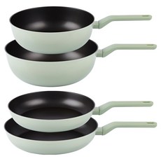 Lacena Mio 電磁爐適用平底鍋 + 炒鍋 4件組, 1套, 平底鍋 28cm + 平底鍋 30cm + 炒鍋 28cm + 炒鍋 30cm, 混合色