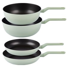 Lacena Mio 電磁爐適用平底鍋 + 炒鍋 4件組, 1套, 平底鍋 28cm + 平底鍋 30cm + 炒鍋 30cm + 炒鍋 32cm, 混合色