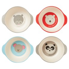 FOX RUN 竹纖維兒童碗4件組 動物, 1套, 混和顏色