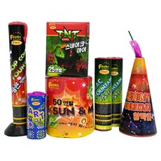 연발 분수 폭죽 6종 세트, 혼합색상, 1세트