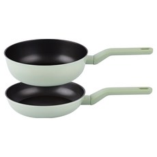 Lacena Mio 電磁爐適用平底鍋 + 中式炒鍋 2件組, 1套, 混色, 平底鍋 20cm + 中式炒鍋 22cm