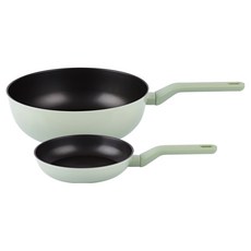 Lachena Mio 電磁爐適用平底鍋 + 中式炒鍋 2件組, 1套, 平底鍋 20cm + 中式炒鍋 28cm, 混色
