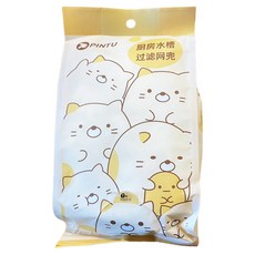 可愛萌趣鬆緊袋式水槽過濾網 黃色, 1個, 100個裝