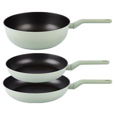 Lacena 電磁爐 Mio 平底鍋 + 中式炒鍋 3件組, 平底鍋 28cm + 平底鍋 30cm + 中式炒鍋 30cm, 1套, 混合色