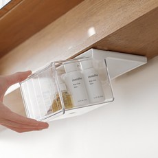 solve living 抽屜式免鑽孔黏貼收納盒 浴室洗手台下方整理架, 白色, 1個