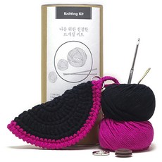 Mellowstory Stationery 眼鏡掛繩項鍊配色針織套組, 1套, 黑色, 亮粉色