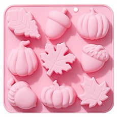 B Home Baking 矽膠模具 9格 秋日氛圍 橡果 楓葉, 1個, 隨機出貨