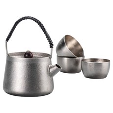 Naturehike 挪客 野風茶具套組, 鈦色, 1套, 收納包 + 茶壺 + 茶杯 3個