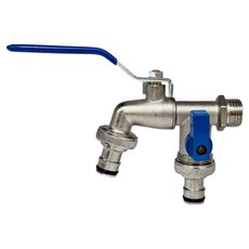 HINBA 庭園用雙頭水龍頭 洗衣機型 藍色, 1個