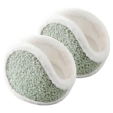 Wellpick 冬季自行車保暖耳罩 15cm, 2個, 毛絨邊飾 綠色