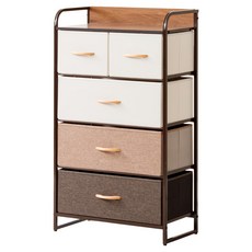 AMOS 布藝四層五抽收納櫃, 摩卡棕鐵