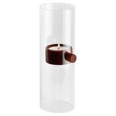 Philippi 玻璃懸浮木座燭台, 透明色 + 咖啡色