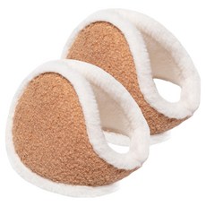 Wellpick 冬季自行車保暖耳罩 15cm, 2個, 毛絨邊飾 淺棕色