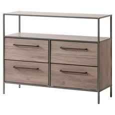 AMOS 布藝木紋4抽層架收納櫃, 桃木紋