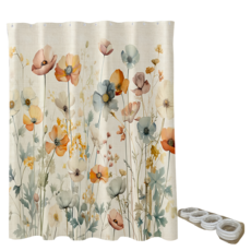 半島良品 不透光防霉防水浴簾 附掛勾, 1個, 秋光漫染