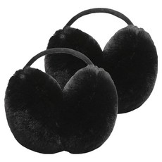WELLPICK 運動防風保暖耳罩, 2個, 黑色毛球款式