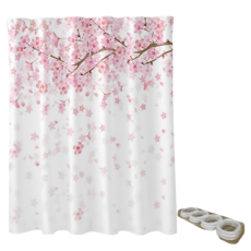 半島良品 不透光防霉防水浴簾 附掛勾, 1個, 櫻落時分