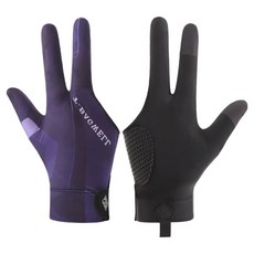 Runeon 簡潔檯球手套 全指用 右手配戴, 1個, 黑紫色