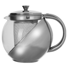 Premier 圓肚濾茶壺, 1個, 650ml, 銀色 + 透明色