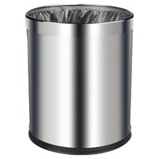 썬앤드림 호텔 업소용 홑겹 이중 쓰레기통 12L 압력링, 실버 스테인리스