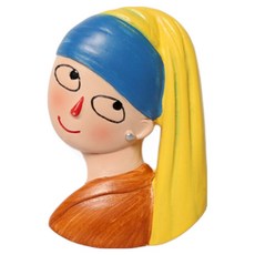 世界名畫 3D 立體室內裝飾冰箱磁鐵 戴珍珠耳環的少女, 藍色