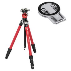 레오포토 여행용 카본 삼각대 + 맥세이프 스마트폰 스탠드 세트 레드 실버, 1세트, LY-224C + LH-25R-RE + PM-05-SL