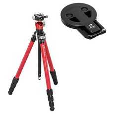 레오포토 여행용 카본 삼각대 + 맥세이프 스마트폰 스탠드 세트 레드 블랙, 1세트, LY-224C + LH-25R-RE + PM-05-BK