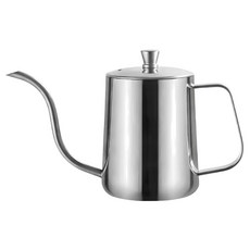 Mojia 不鏽鋼帶蓋手沖咖啡壺 銀色, 1個, 350ml, 單品