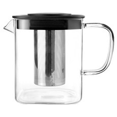 ibili 玻璃濾茶壺, 1個, 600ml, 黑色 + 透明色