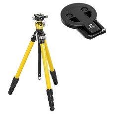 레오포토 여행용 카본 삼각대 + 맥세이프 스마트폰 스탠드 세트 옐로우 블랙, 1세트, LY-224C + LH-25R-YE + PM-05-BK