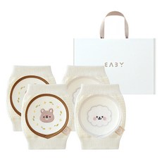 BABY&I 幼兒護膝2件組 + 購物袋, 1套, 森林小熊, 雲朵比熊