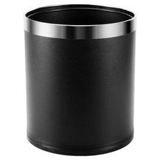 썬앤드림 호텔 업소용 이중 쓰레기통 12L, 고급 철제 블랙