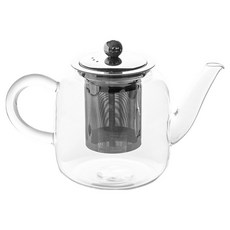 LuigiFerrero Coffeina玻璃濾茶壺 直型, 1個, 800ml, 銀色 + 透明色