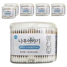 Tree Story 一按式螺旋型方形棉花棒, 350個裝, 6組