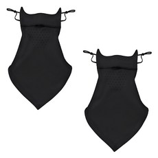 OCEANSUNFISH 新款冰感原紗防曬護眼角護脖頸面罩 UPF50+, 黑色, 2個