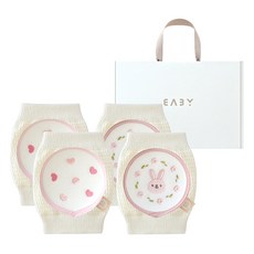 BABY&I 幼兒護膝2件組 + 購物袋, 1套, 森林小兔, 蜜桃愛心