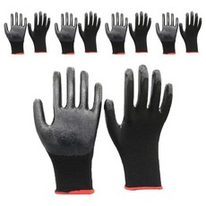 FANCY LIFE 工作防滑手套, 5套, 黑色